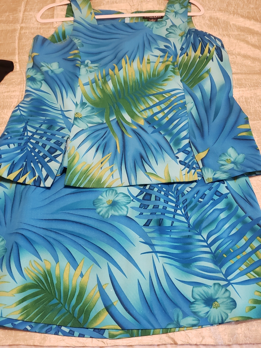 Courtenay Teal and Green Tropical Skirt Set